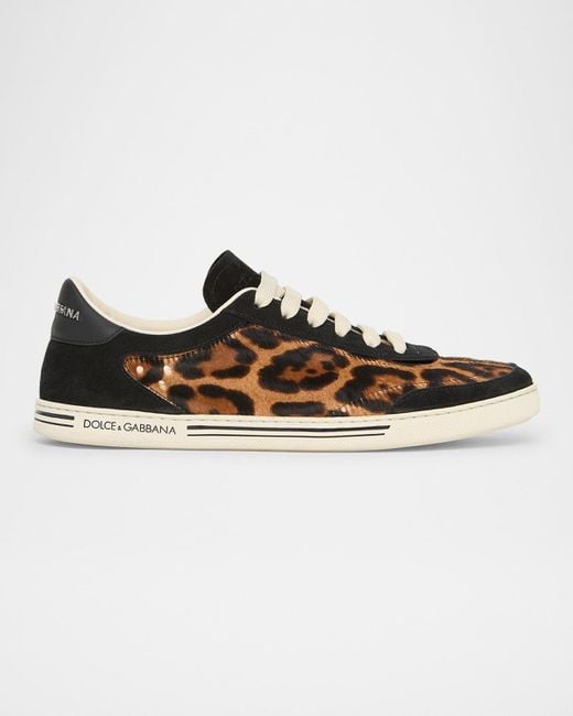 Dolce & Gabbana Multicolor Calf Hair And Suede Low-Top Sneakers