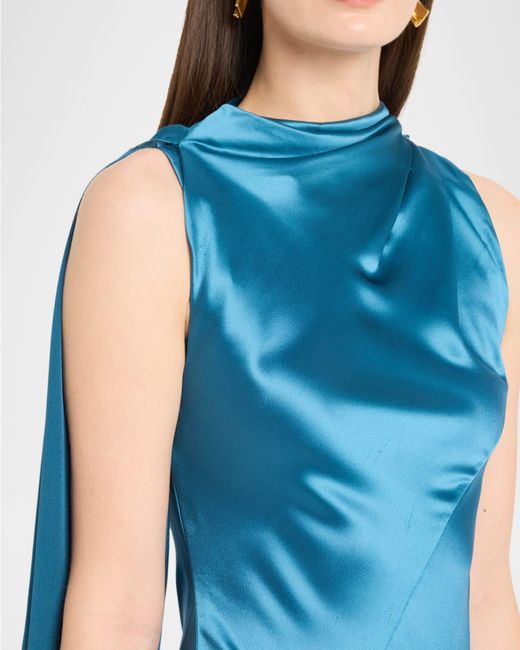 Acler Ropley Bias-Cut Satin Dress in Blue | Lyst