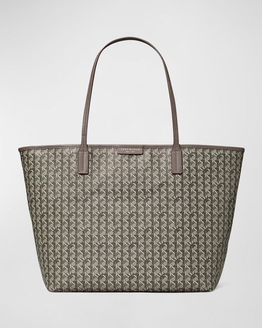Tory Burch Gray Every-Ready Woven Monogram Tote Bag