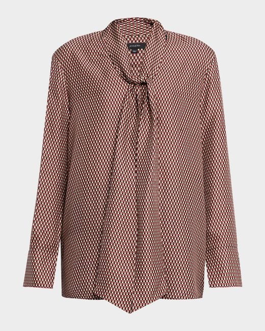 Joseph Brown Adele Geometric-Print Tie-Neck Blouse