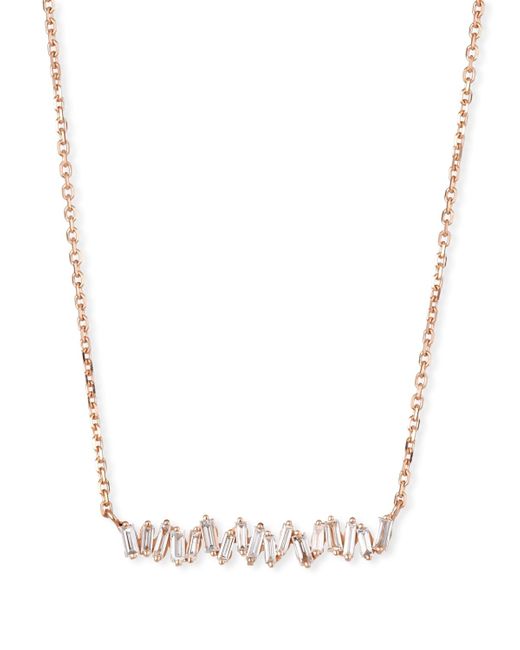 KALAN by Suzanne Kalan White 18k Rose Gold Diamond Baguette Necklace, 0.30 Tdcw