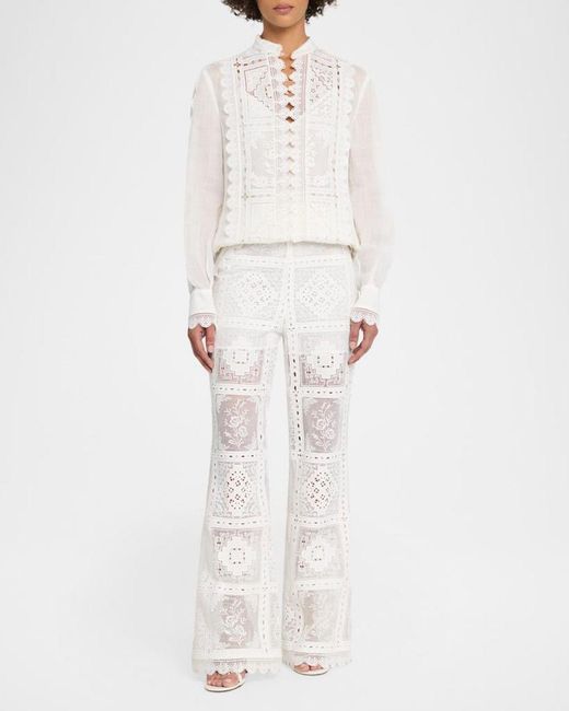 Zimmermann White Aster Embroidered Blouse