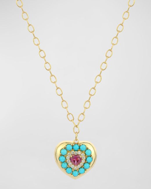 Stevie Wren White 14k Yellow Gold Rhodolite Garnet Heart Lover Pendant Necklace