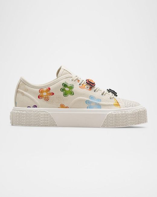 Marc Jacobs White The Floral Canvas Low-Top Sneakers