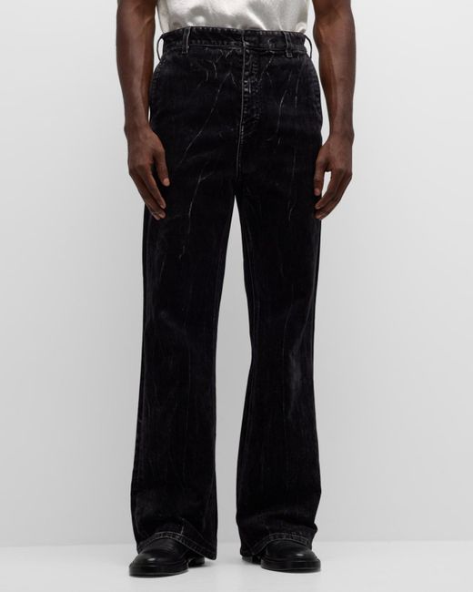Loewe Black Flocked Straight-Leg Jeans for men