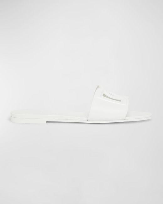 Dolce & Gabbana White Cut-Out Dg Rubber Sandals