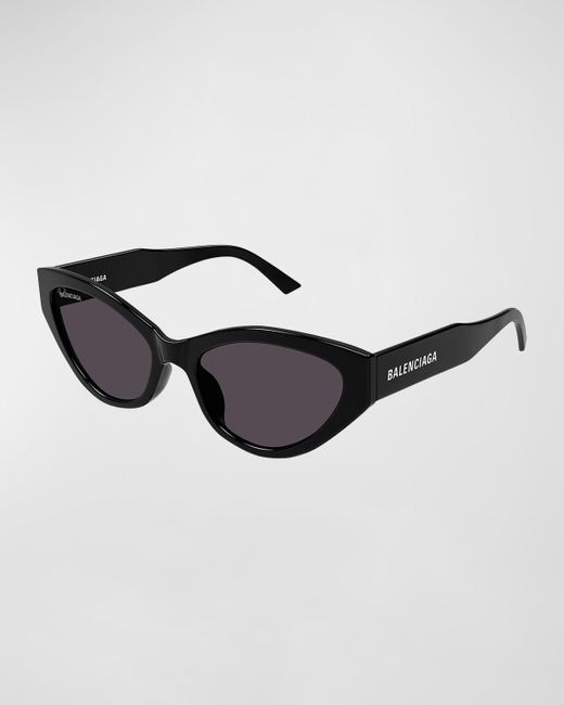 Balenciaga Black Logo Plastic Cat-Eye Sunglasses