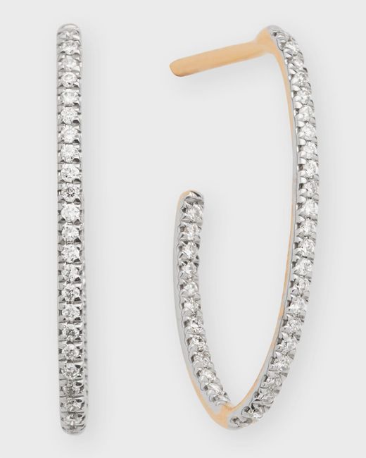 Ginette NY 18k Rose Gold White Diamond Eclipse Hoop Earrings
