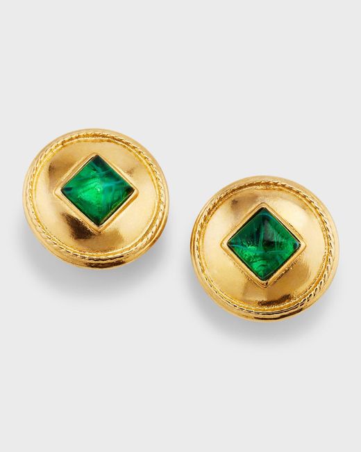 Ben-Amun Green 24K And Emerald Clip-On Earrings