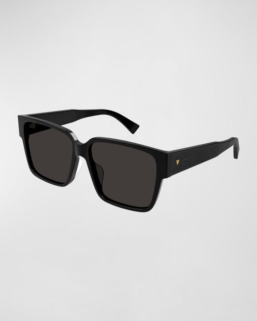 Bottega Veneta Black Logo Acetate Square Sunglasses