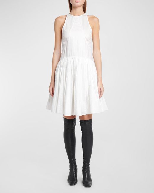 Jil Sander White Pleated Sleeveless Mini Dress