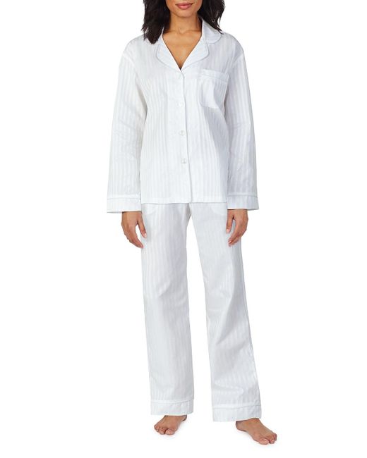 Bedhead White 3D Striped Long-Sleeve Cotton Pajama Set