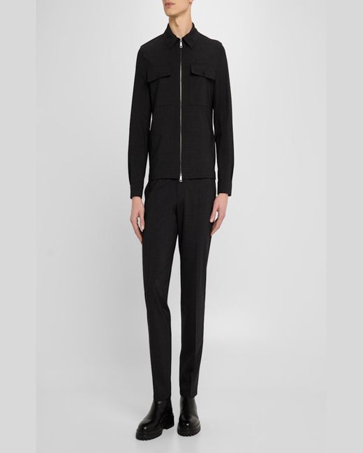 Bugatchi Black Regular-Fit Stretch Wool Pants for men