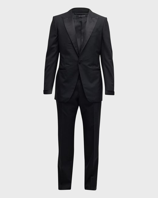 Tom Ford Blue Peak-Lapel Wool Tuxedo for men