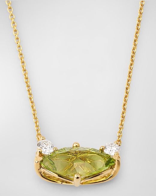 Lisa Nik Metallic 18K Marquise Peridot And Diamond Necklace
