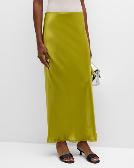 La Ligne BiasCut Silk Midi Skirt in Green Lyst