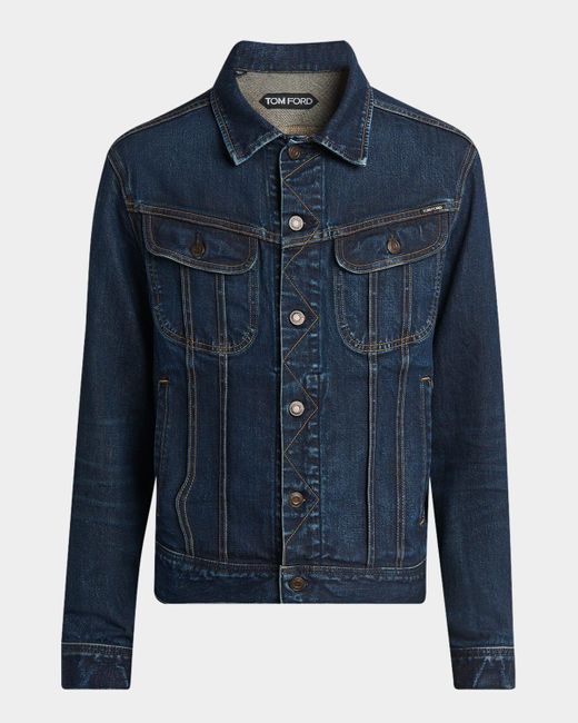 Tom Ford Blue Broken Twill Icon Denim Jacket for men