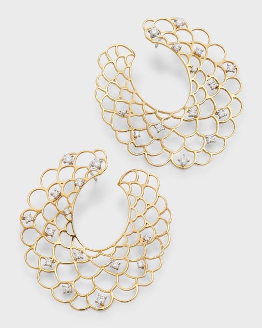 Staurino Metallic 18k Yellow Gold Moresca Earrings With Diamonds