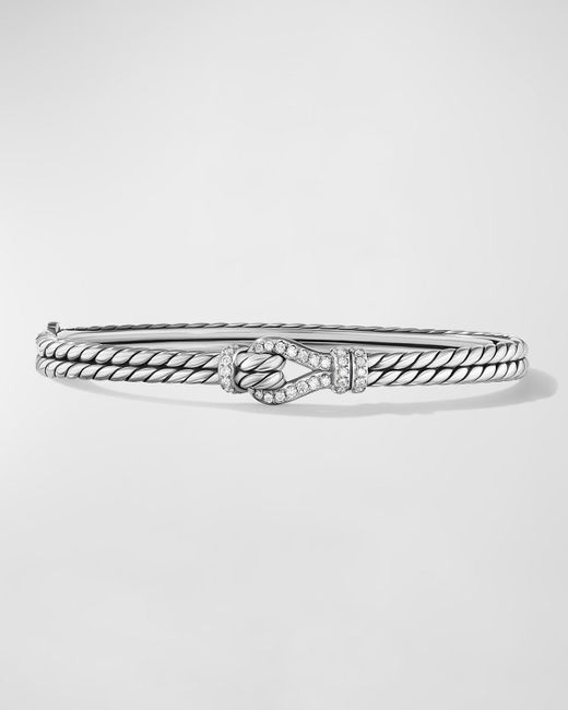 David Yurman Gray Thoroughbred Bracelet With Diamonds In Silver, 4.5mm