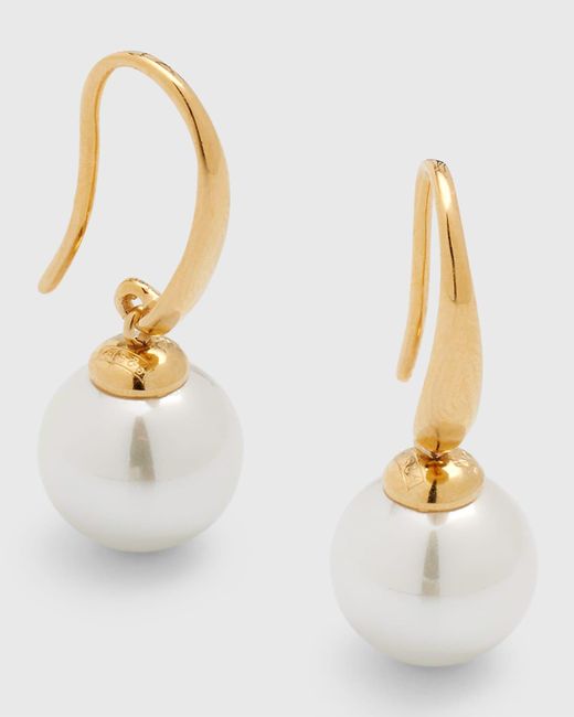 Majorica Metallic Lyra Pearl On French Wire Earrings
