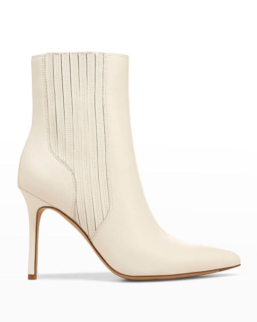 Veronica Beard Lisa Pleated Leather Ankle Booties in White | Lyst