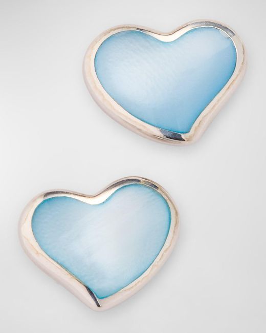 Jan Leslie Blue Heart Stud Earrings