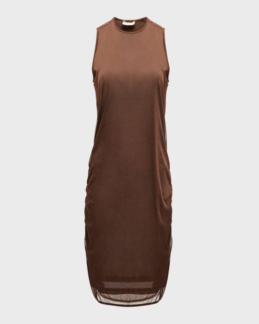 Saint Laurent Brown Tulle Stretch Mini Dress