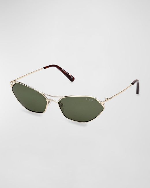 Emilio Pucci Multicolor Geometric Metal & Acetate Rectangle Sunglasses
