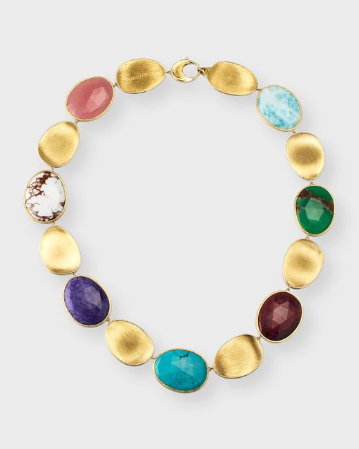 Marco Bicego Blue Lunaria 18k Yellow Gold Collar Necklace With Mixed Stones, 17.75"l