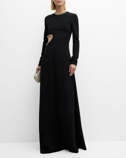Stella McCartney Black Embellished Side Cutout Gown