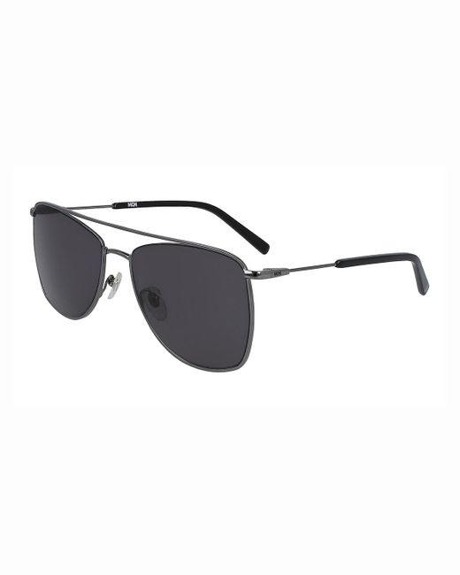 MCM Black Outline Gradient Metal Navigator Sunglasses for men