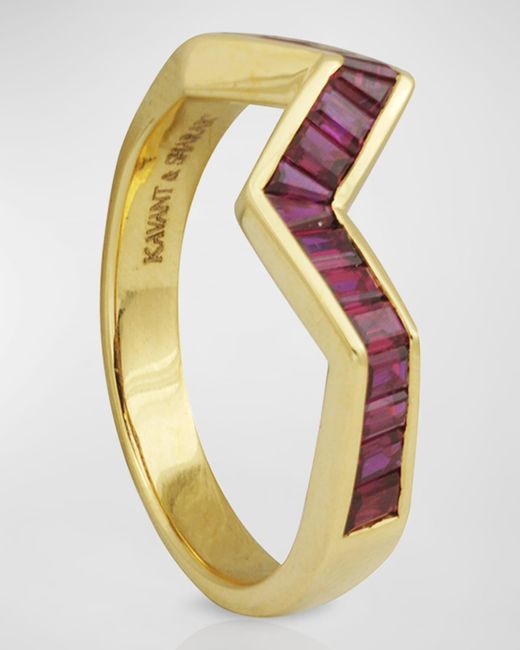 Kavant & Sharart Multicolor Origami Ziggy Ruby Ring In 18k Yellow Gold