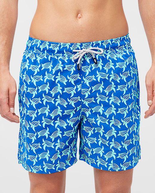 Tom & Teddy Blue Turtle-print Swim Trunks for men