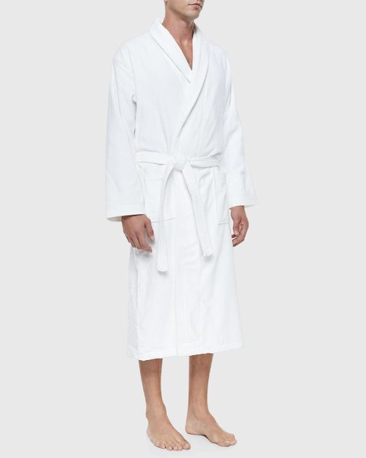Derek Rose White Terry Cloth Robe for men