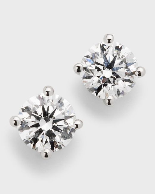 Neiman Marcus White Lab Grown Diamond 18K Round Stud Earrings, 2.0Tcw