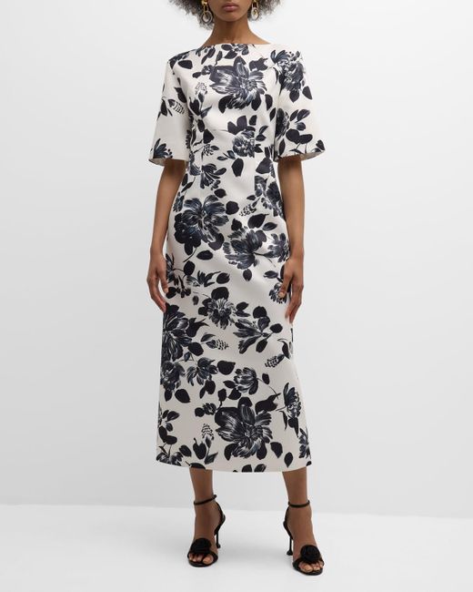 Emilia Wickstead White Kora Floral-print Short-sleeve Midi Dress