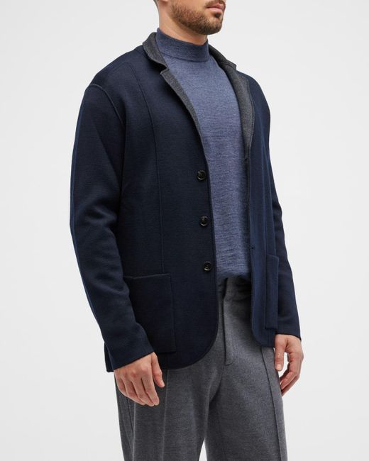 Baldassari Blue Reversible Sweater Jacket for men