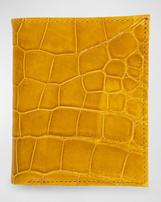 Abas Yellow Glazed Alligator Leather Bifold Wallet for men