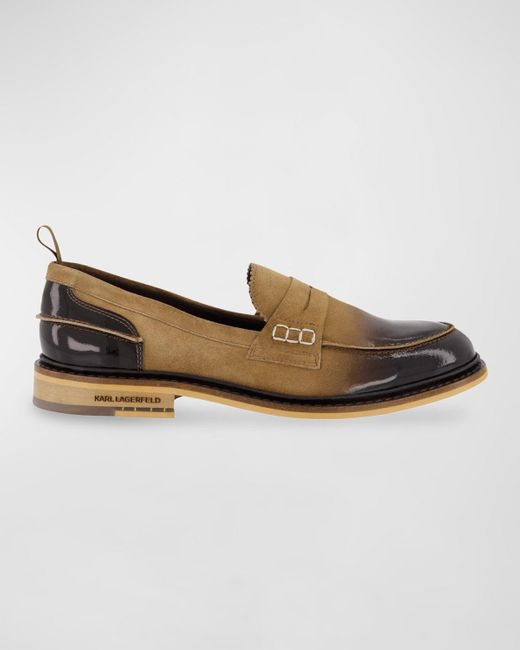 Karl Lagerfeld Multicolor Suede And Patent Leather Penny Loafers for men