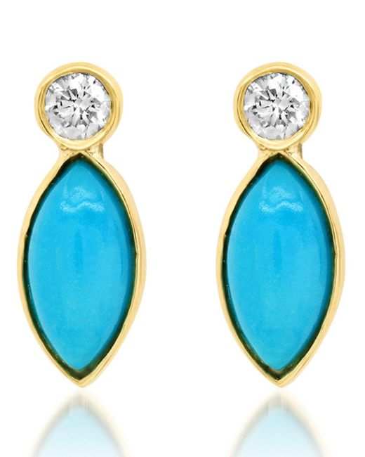 Jennifer Meyer Blue 18k Gold Turquoise Diamond Drop Earrings
