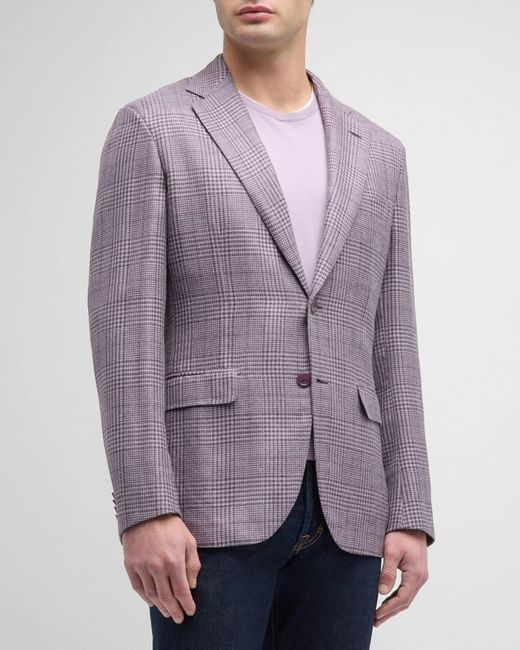 Brioni Purple Plaid Wool-Blend Sport Coat for men
