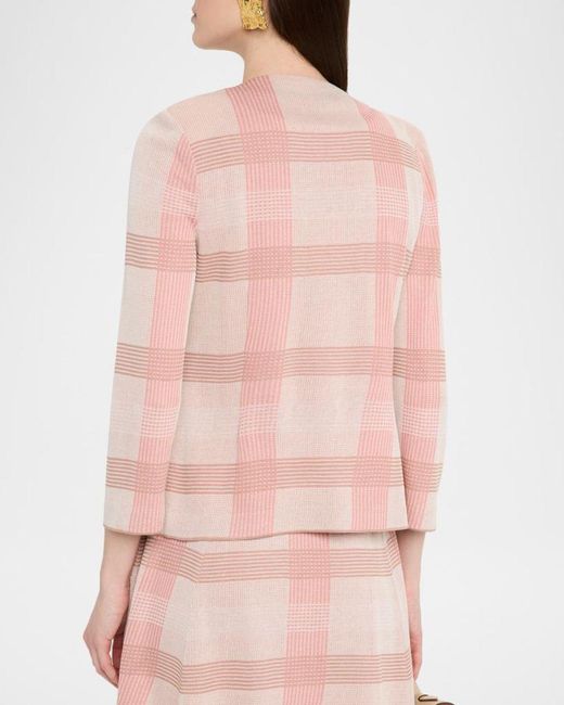 Misook Pink Tailored Plaid Knit Jacket