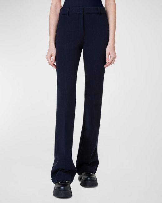 Akris Blue Marisa Wool Pants With Rolled Cuffs
