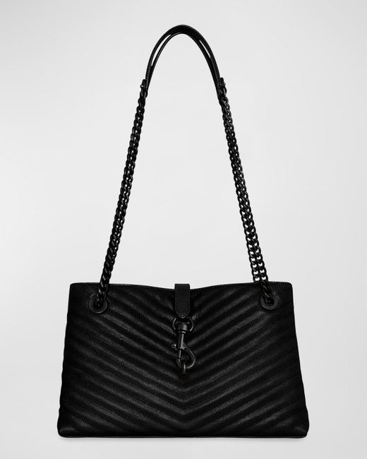 Rebecca Minkoff Black Edie Medium Quilted Leather Tote Bag