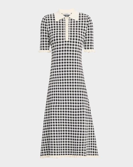 Sea White Saige Short-Sleeve Knit Gingham Dress