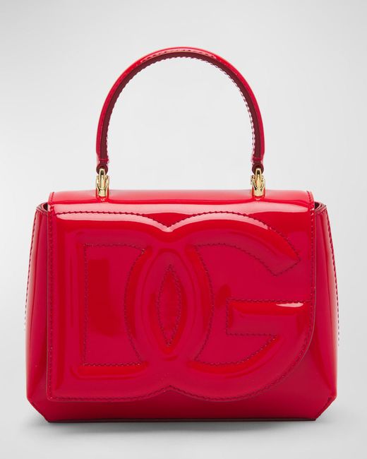 Dolce & Gabbana Red Dg Logo Patent Leather Shoulder Bag