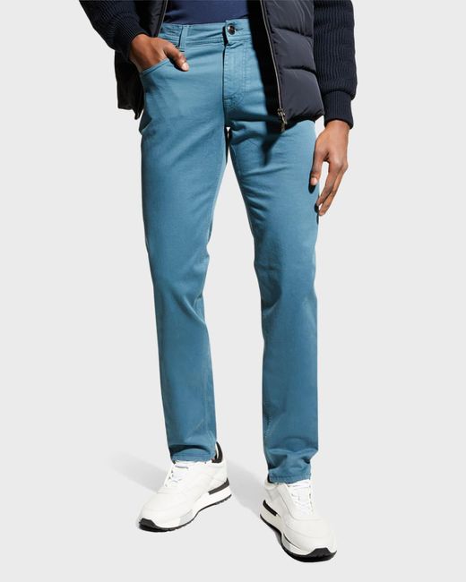 Corneliani Blue 5-Pocket Stretch Pants for men