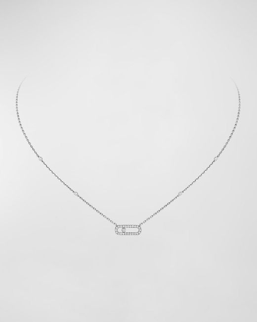 Messika Move Uno 18k White Gold Diamond Pave Necklace