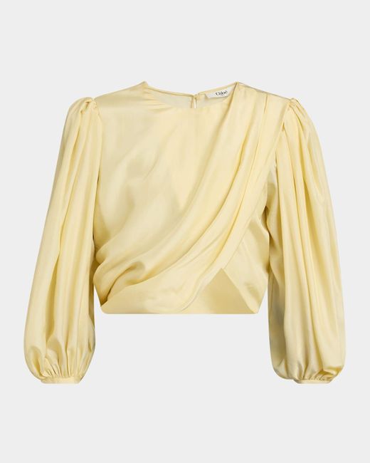 Chloé Metallic Draped Cropped Top