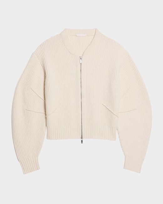 Helmut Lang Natural Apex Woolen Full-Zip Cardigan